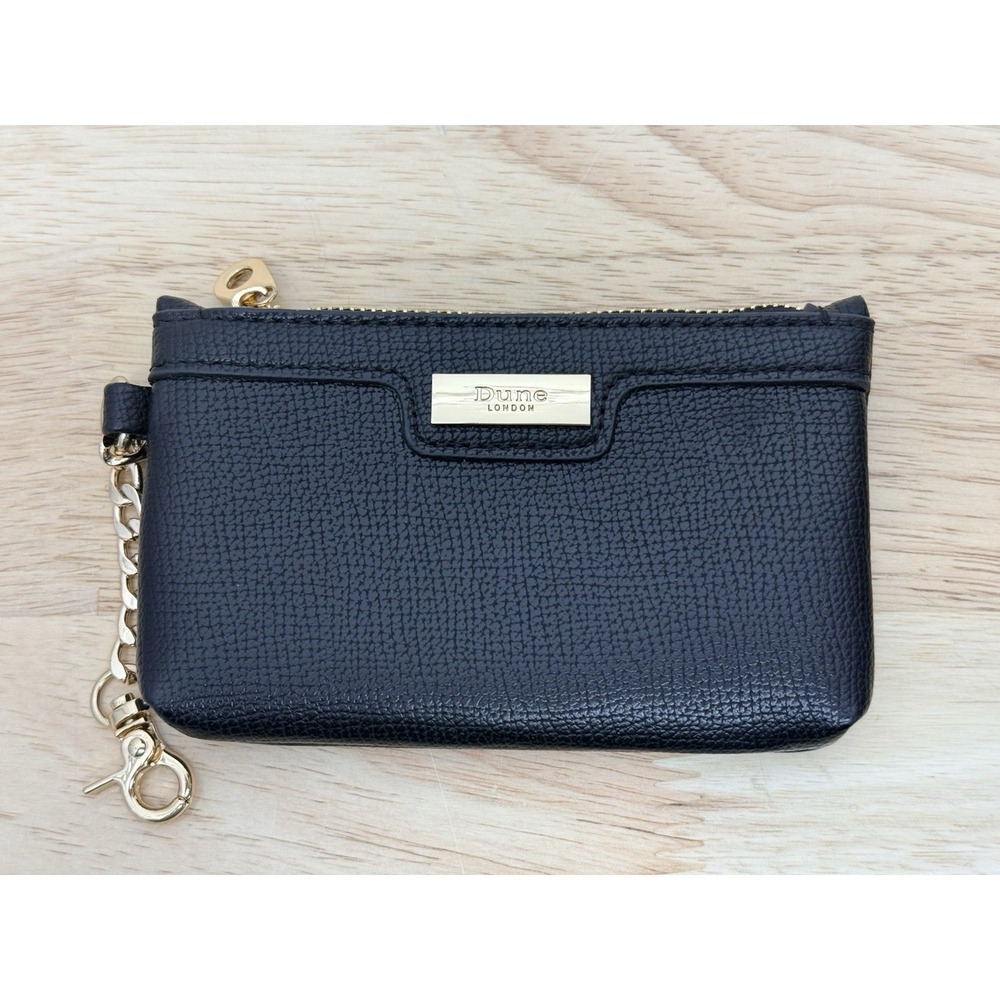 DUNE London Coin Purse Womens Black Saffiano Leather Lobster Claw Hardware #40